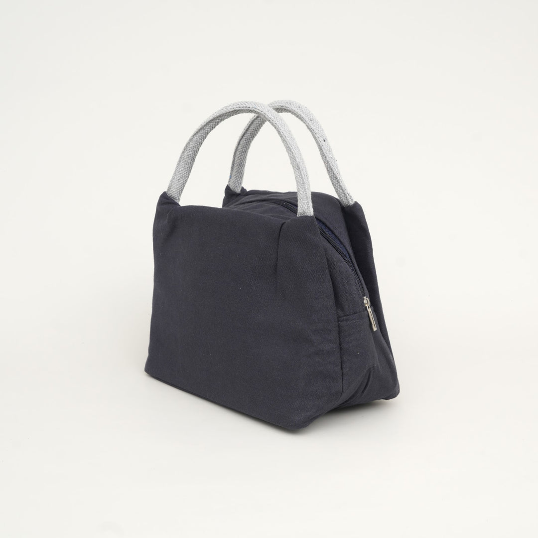 Thermal Insulated Canvas Lunch Tote, Navy Blue, View 2