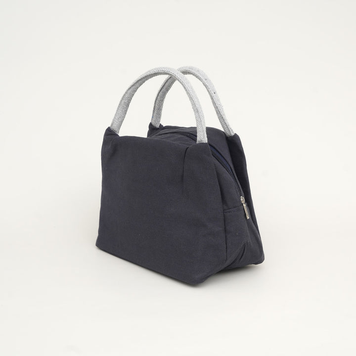 Thermal Insulated Canvas Lunch Tote, Navy Blue, View 2