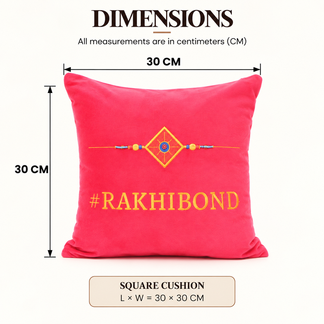 Rakhi Embroidered Velvet Cushion 30 cm, #RAKHIBOND, view 4