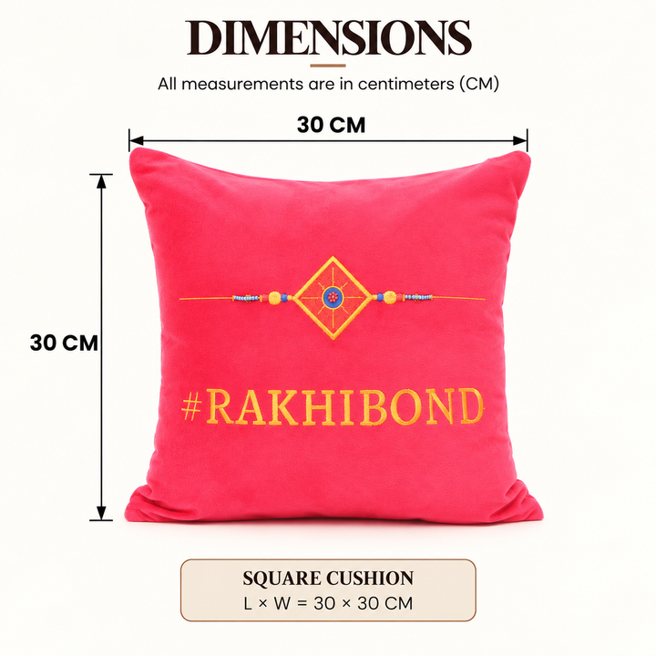 Rakhi Embroidered Velvet Cushion 30 cm, #RAKHIBOND, view 4