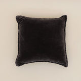 Charcoal Velvet Blanket Stitch Cushion