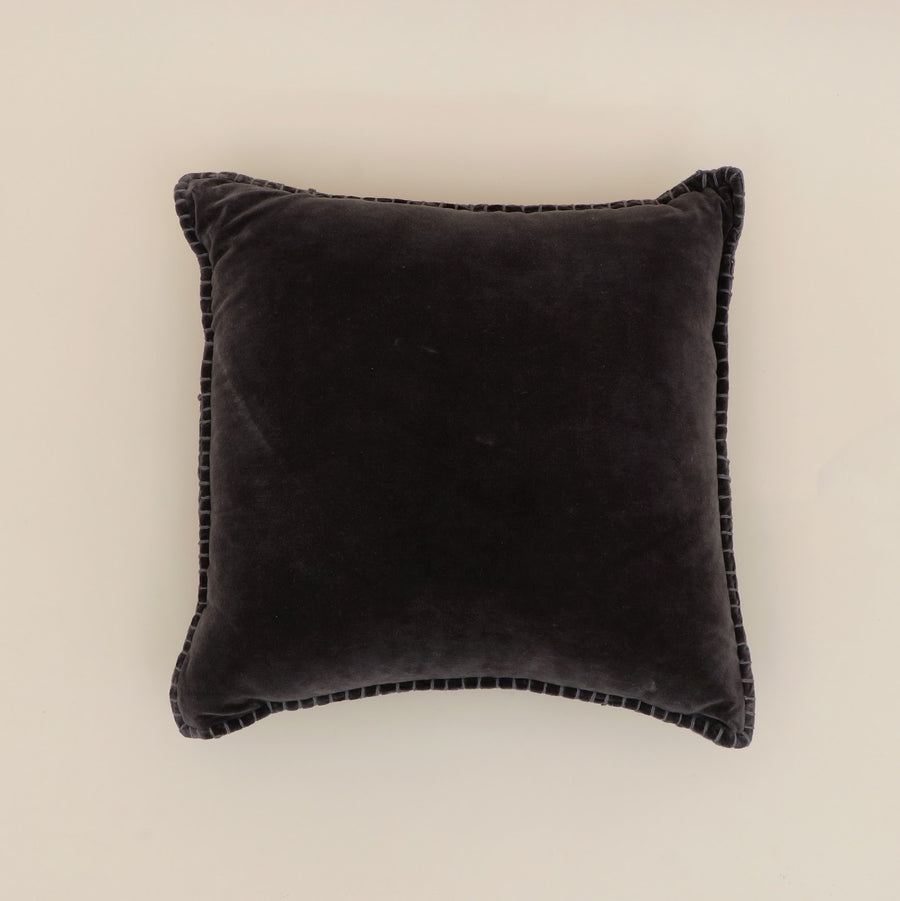 Charcoal Velvet Blanket Stitch Cushion