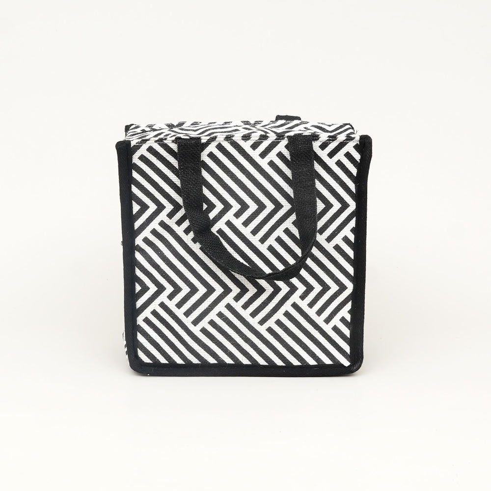 Express Jute Lunch Bag, Herringbone Print