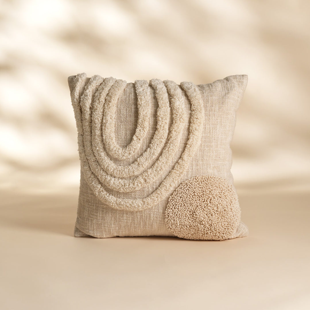 Natural Geometric Tufted Cotton Cushion, View 2
