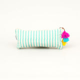 Teal Stripe Tassel Pencil Pouch