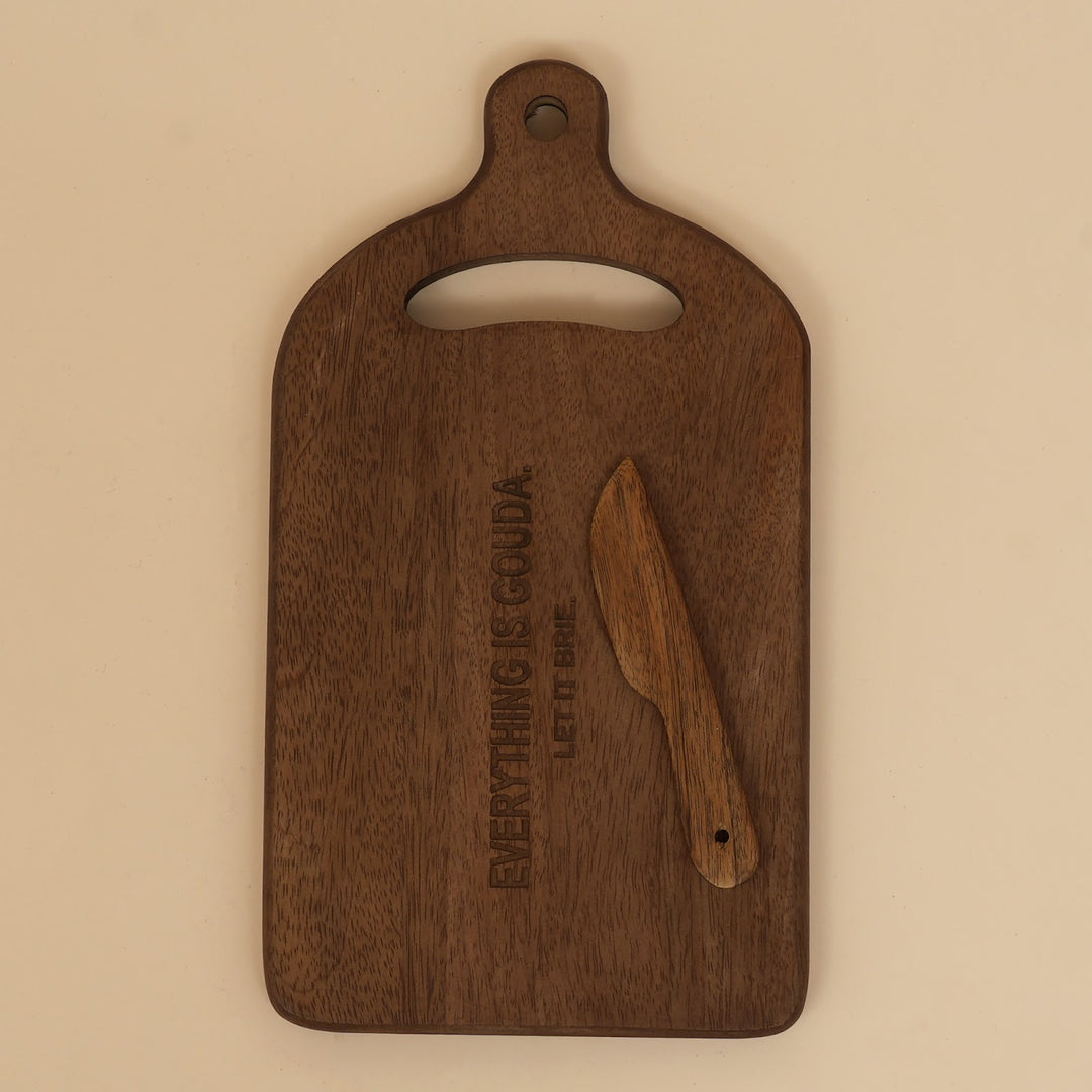 Mini mango wood cheese board with knife