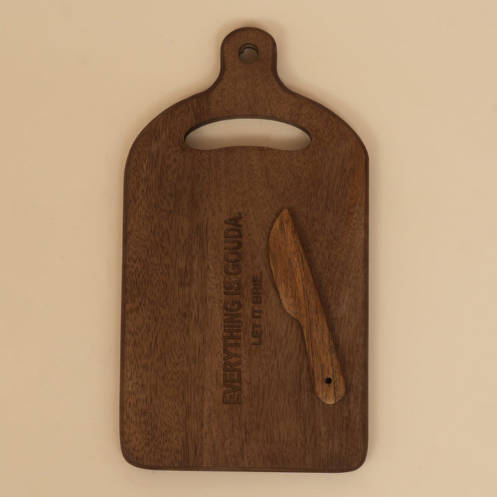 Mini mango wood cheese board with knife