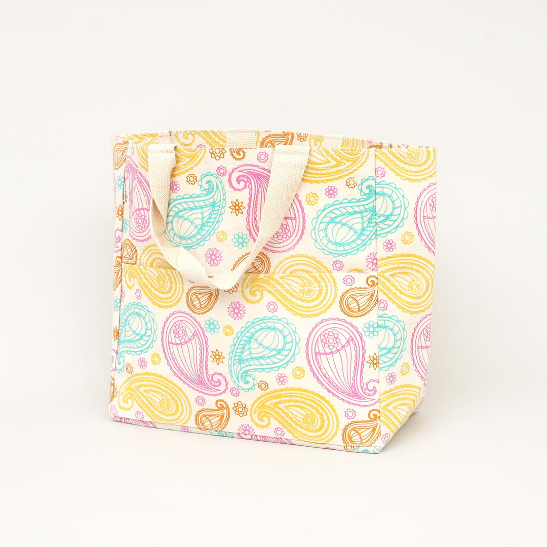 Multicolour Paisley Print Canvas Tote Bag, View 4