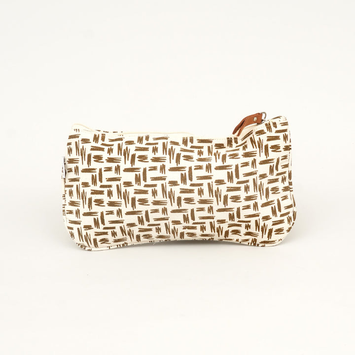 Geometric Print Canvas Zipper Pouch, View 2
