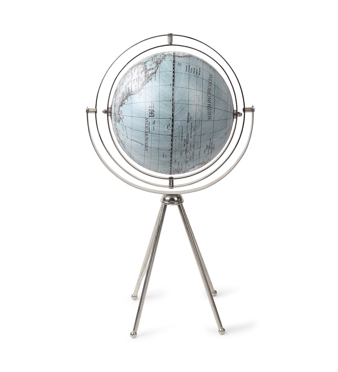 Spherecraft Silver Metal World Globe with Tripod Stand view 6