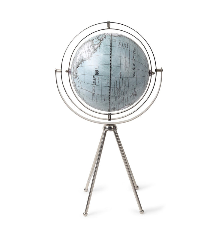 Spherecraft Silver Metal World Globe with Tripod Stand view 6