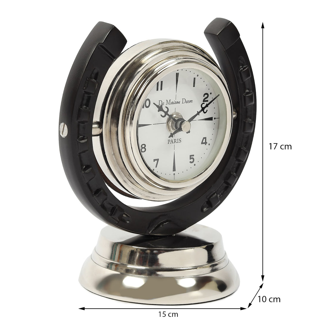 Expobazaar Equestrian Table Clock in Silver