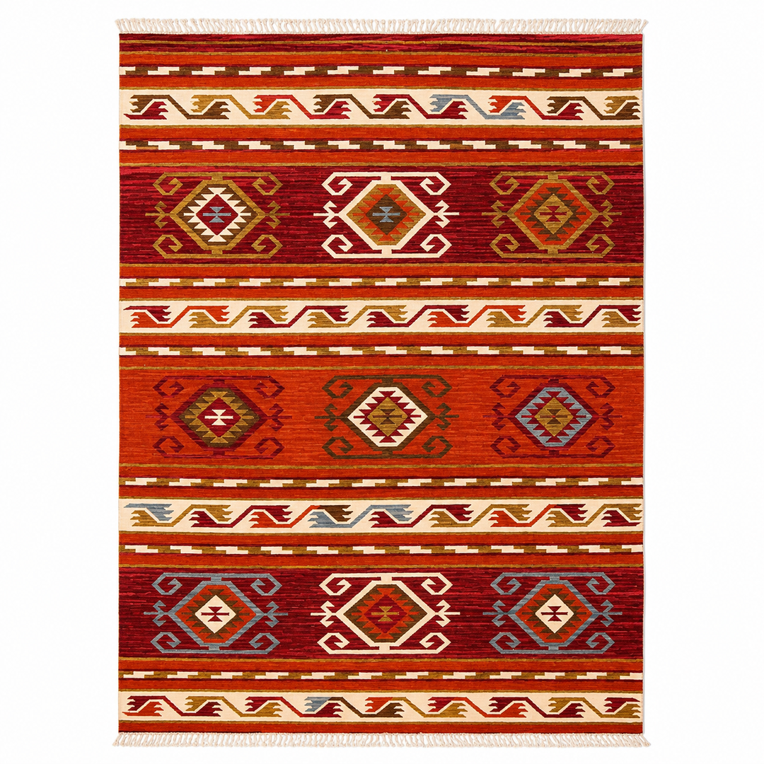 Dark Medallion handwoven wool kilim rug by Expobazaar