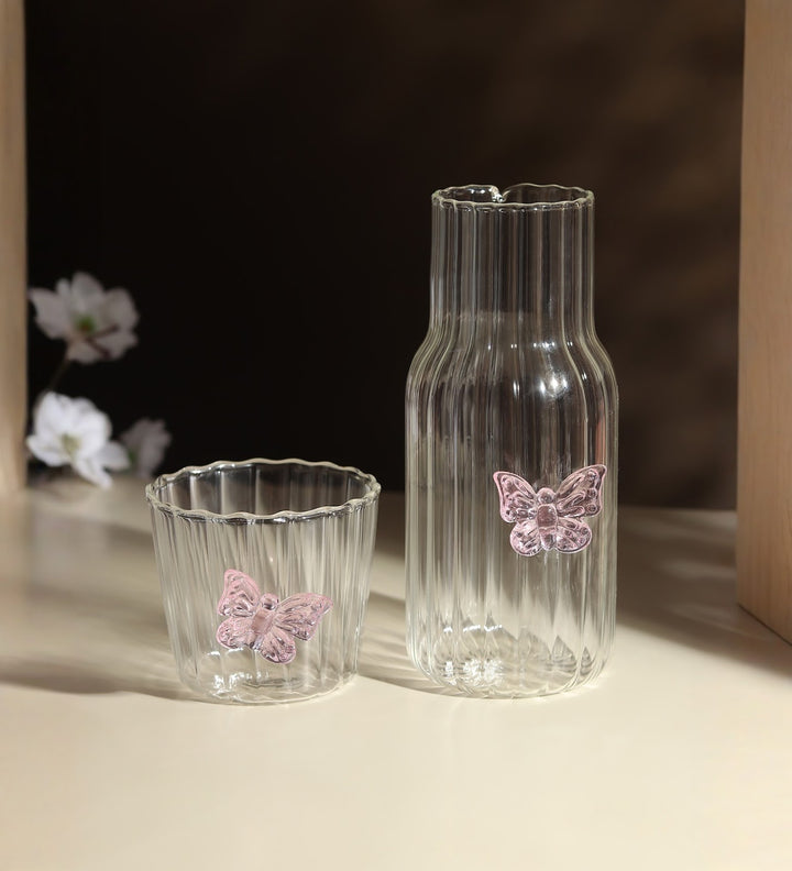 Titli Flip Butterfly Glass Bottle with Flip Top Glass view 1