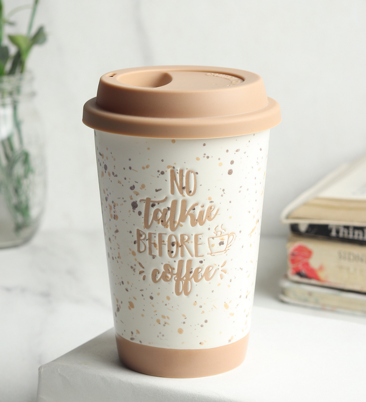 Coffee First Terrazzo Ceramic Coffee Mug Beige view 1