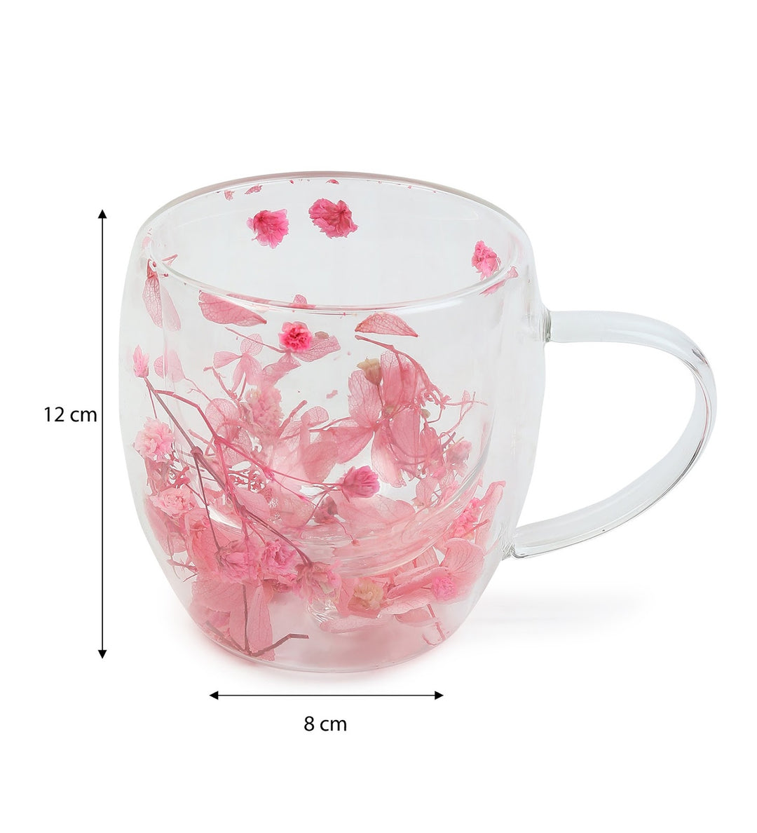 Dahlia Pressed Flower Glass Mug Small Pink view 3
