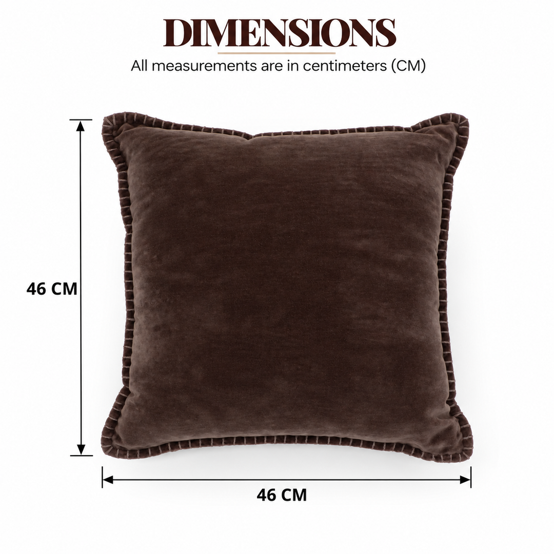 Tobacco Velvet Blanket Stitch Cushion, View 4