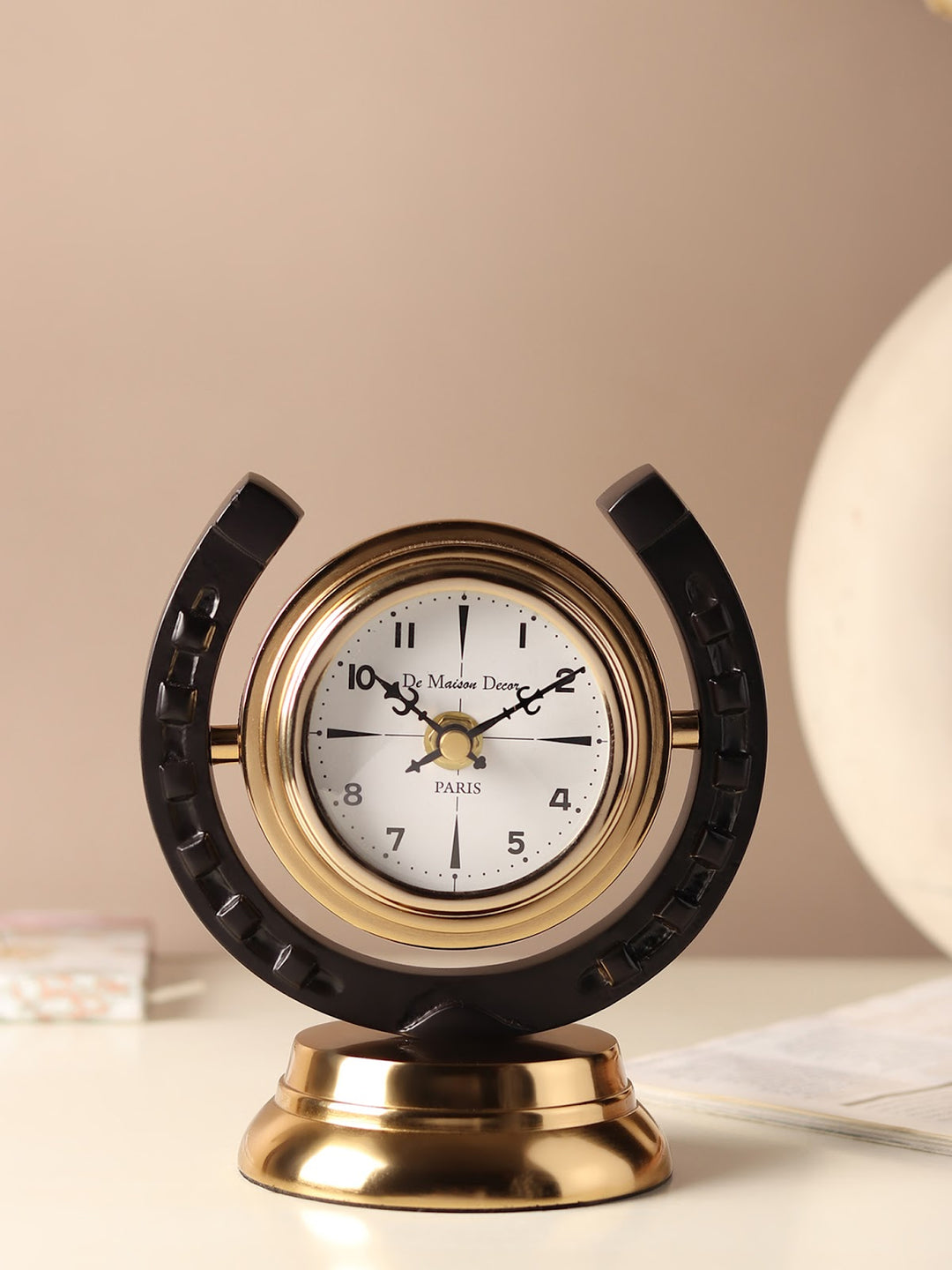 Expobazaar Equestrian Table Clock in Gold