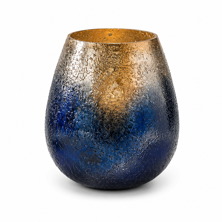Glass Candle Holder, Blue