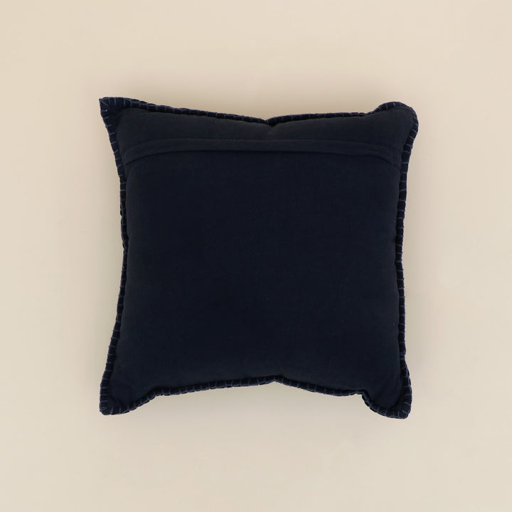 Indigo Velvet Blanket Stitch Cushion, View 3