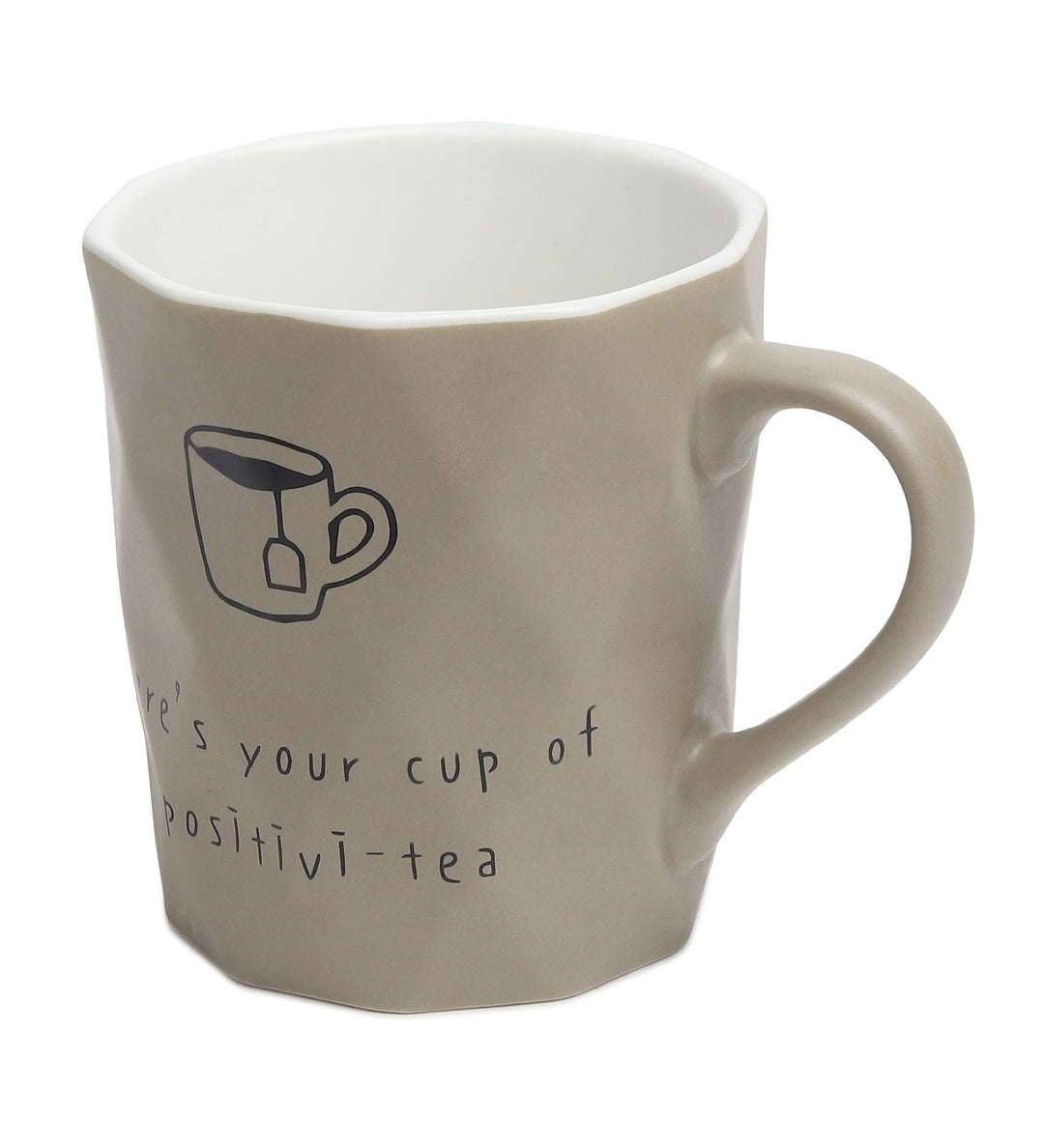 Positive-Tea Ceramic Tea Cup with Quote Grey view 5