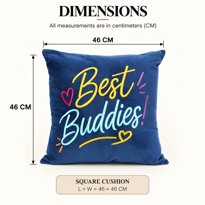 Quote Velvet Cushion Cover 46 x 46 cm, Best Buddies, view 4