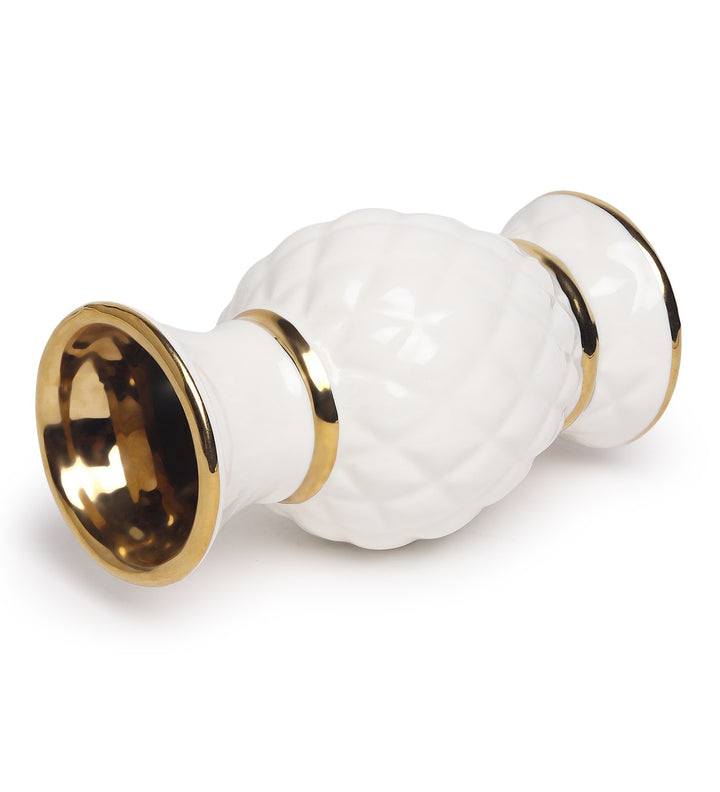 Crownlet Textured Porcelain Bud Vase with Gold view 6