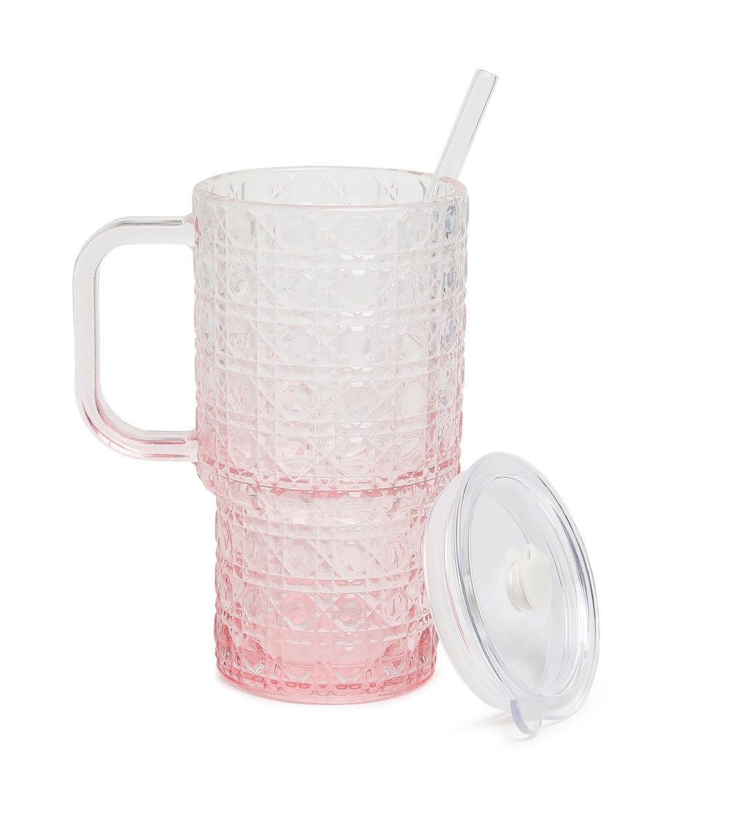 Verdelle Diamond Cut Glass Tumbler Pink view 6
