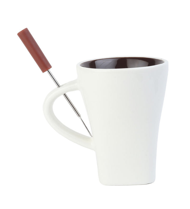 Choc Affair Ceramic Chocolate Fondue Cup with Candle Warmer White view 4