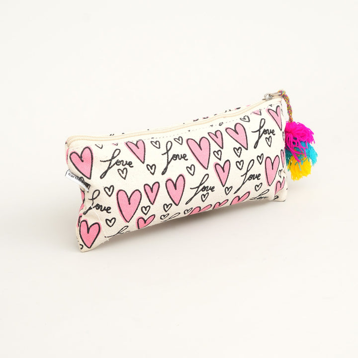 Heart Print Tassel Pencil Pouch, View 4