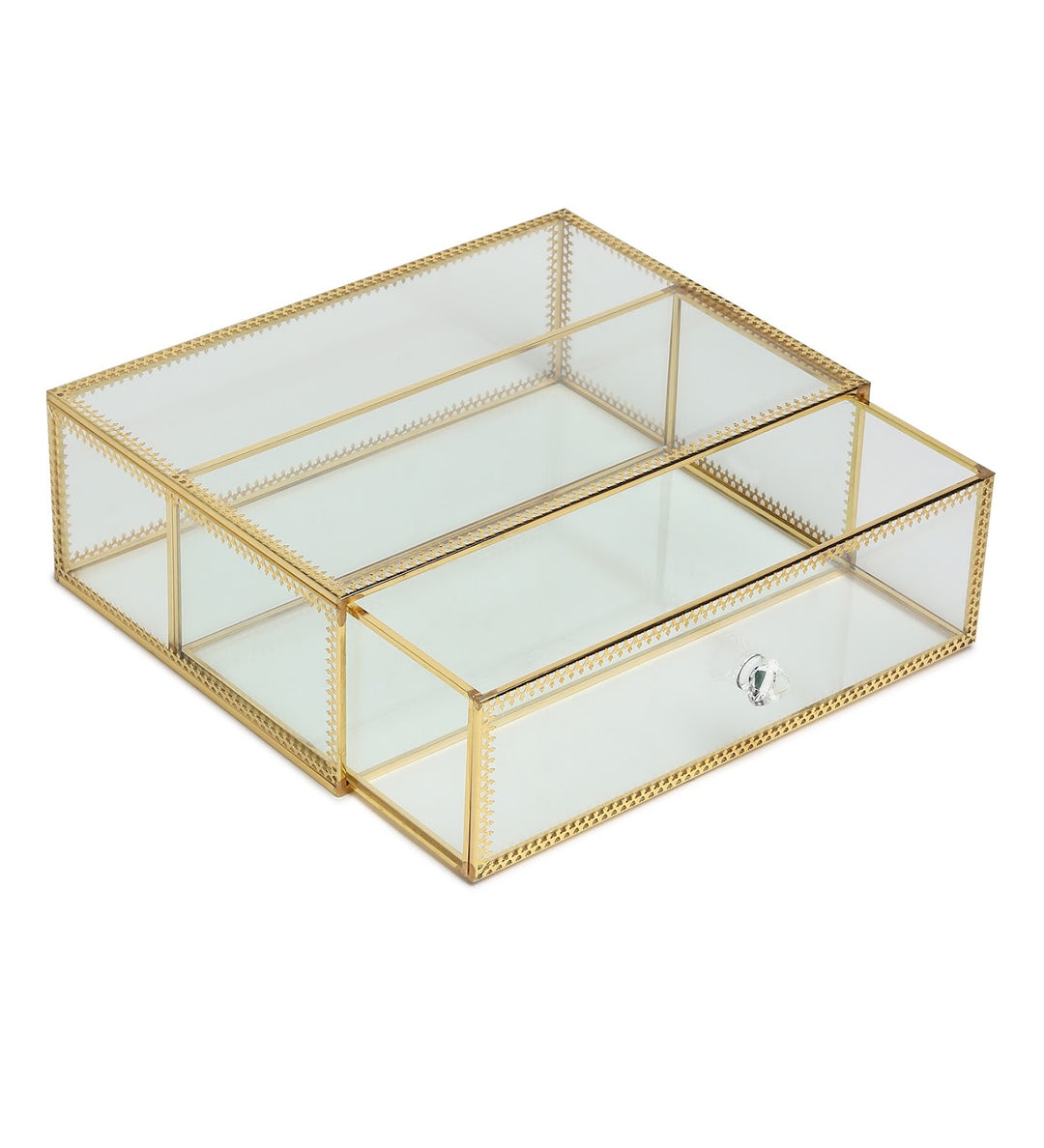 Arden Glass and Metal Jewellery Box with Drawer view 6