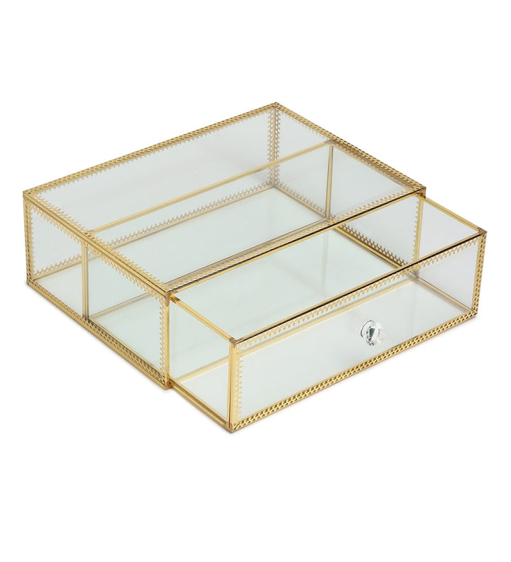 Arden Glass and Metal Jewellery Box with Drawer view 6