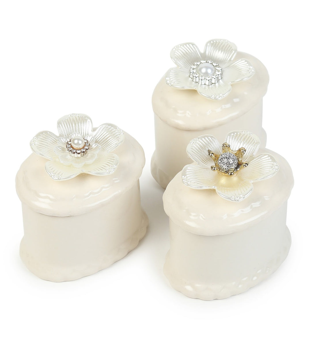 Primula Three Blossom Porcelain Trinket Box Set view 5