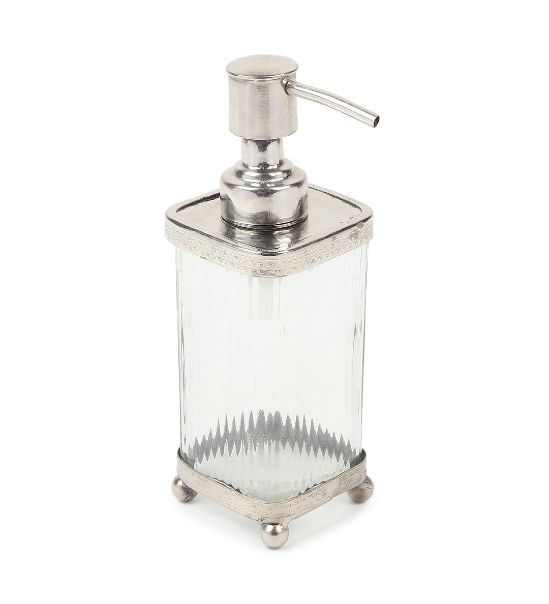 Elio Sculpted Glass Soap Dispenser with Metal Accents view 5