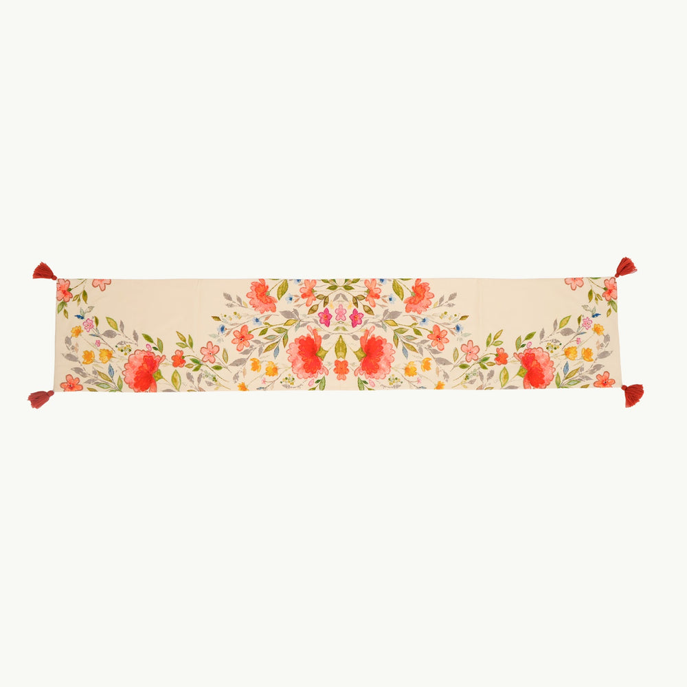 Floral Garden Print Table Runner with Tassels, View 2
