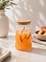Wavy Ribbed Tumbler with Lid in crystal glass, 550 ml