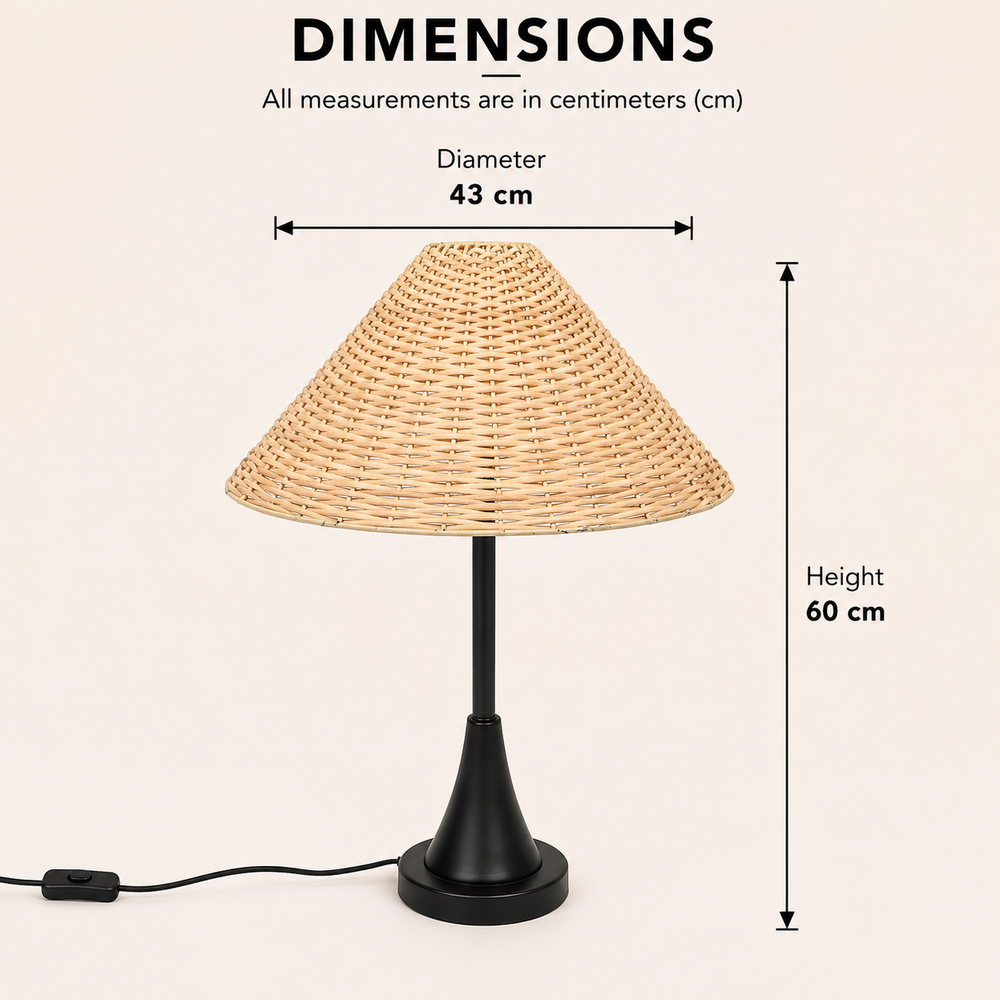 Rattan Table Lamp for Living Room & Bedroom view 1