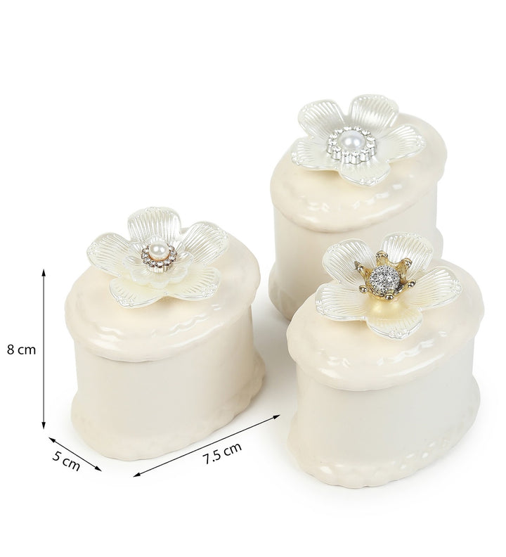 Primula Three Blossom Porcelain Trinket Box Set view 3