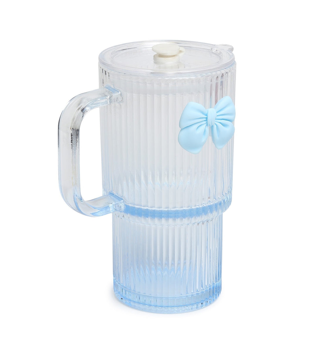 Ribbonette Fluted Glass Tumbler with Ribbon Detail Blue view 4