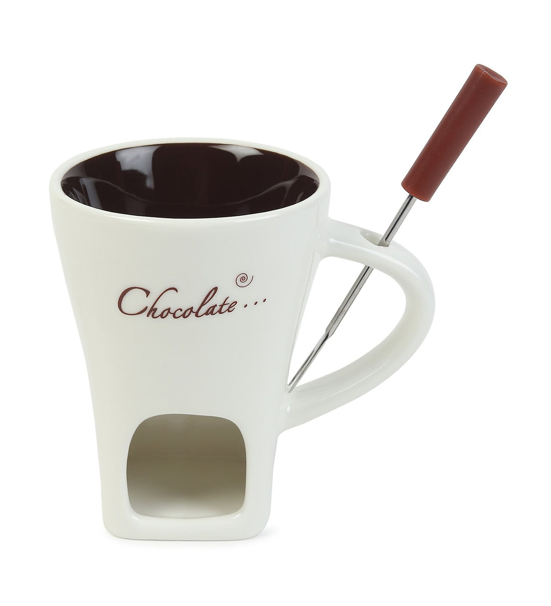 Choc Affair Ceramic Chocolate Fondue Cup with Candle Warmer White view 1