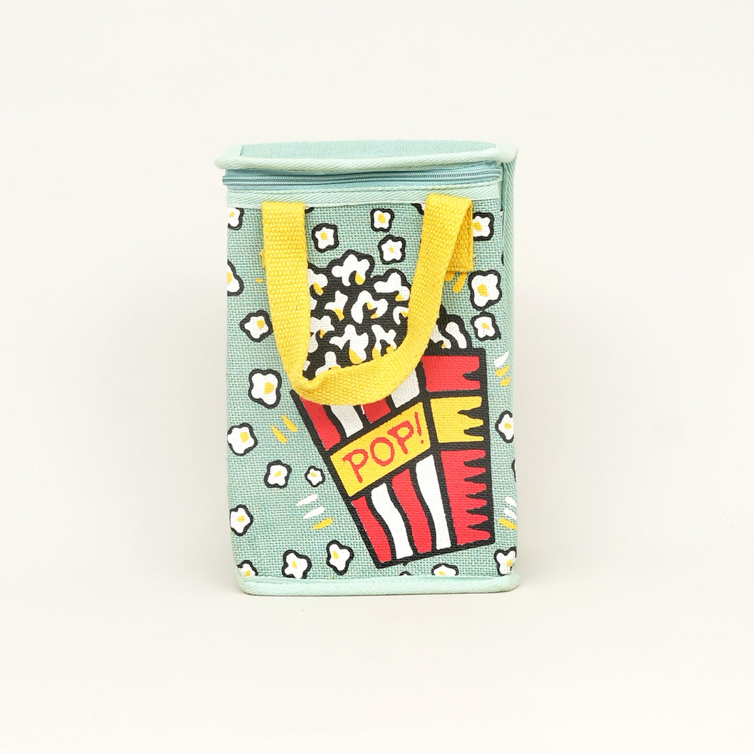 Insulated Jute Lunch Bag, Popcorn Print, View 2