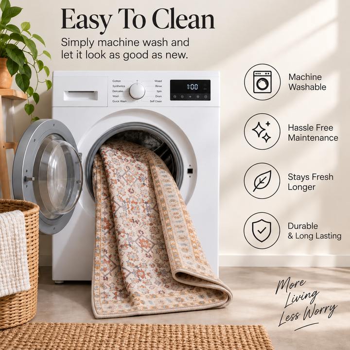 Expobazaar Washable Ivory Blossom Rug | Rug in a Box