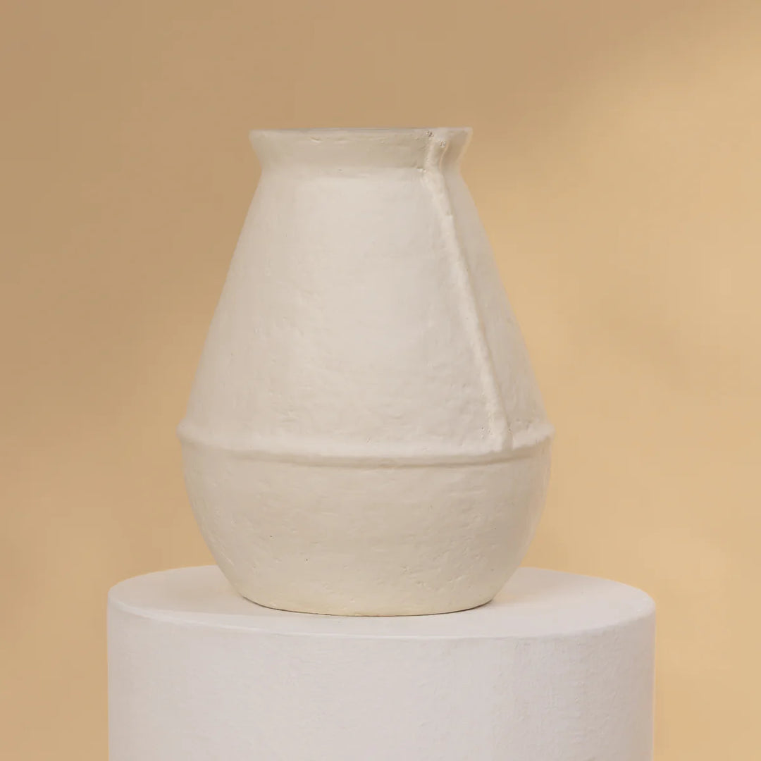 Expobazaar Paper Mache Vase Off White