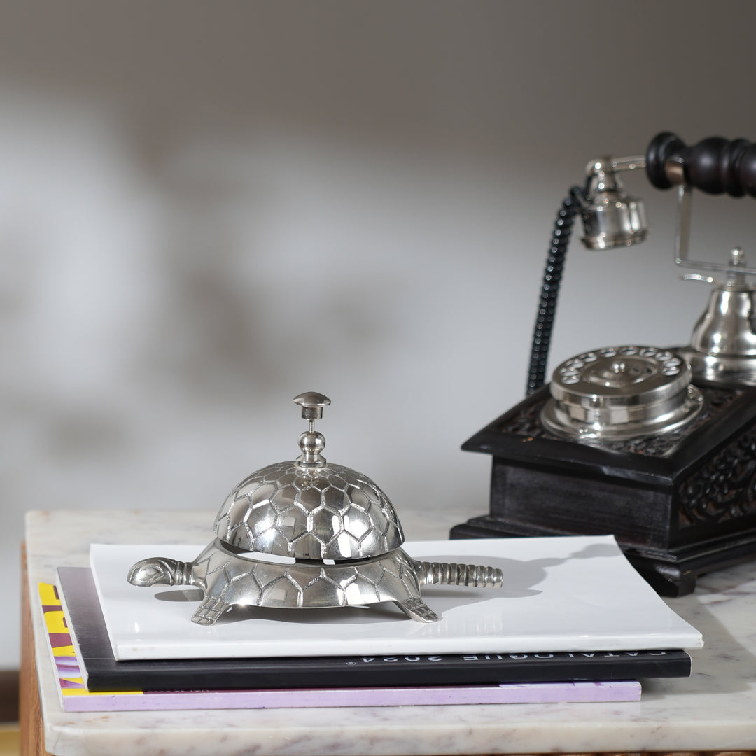 Decorative Aluminium Turtle Desk Bell Elegant Nickle Accent Piece