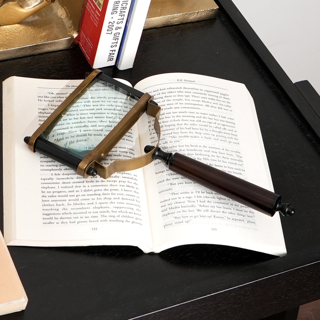 Decorative Wood Magnifier Elegant GOLD, BLACK & BROWN Accent Piece