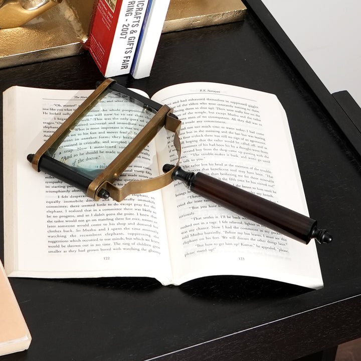 Decorative Wood Magnifier Elegant GOLD, BLACK & BROWN Accent Piece