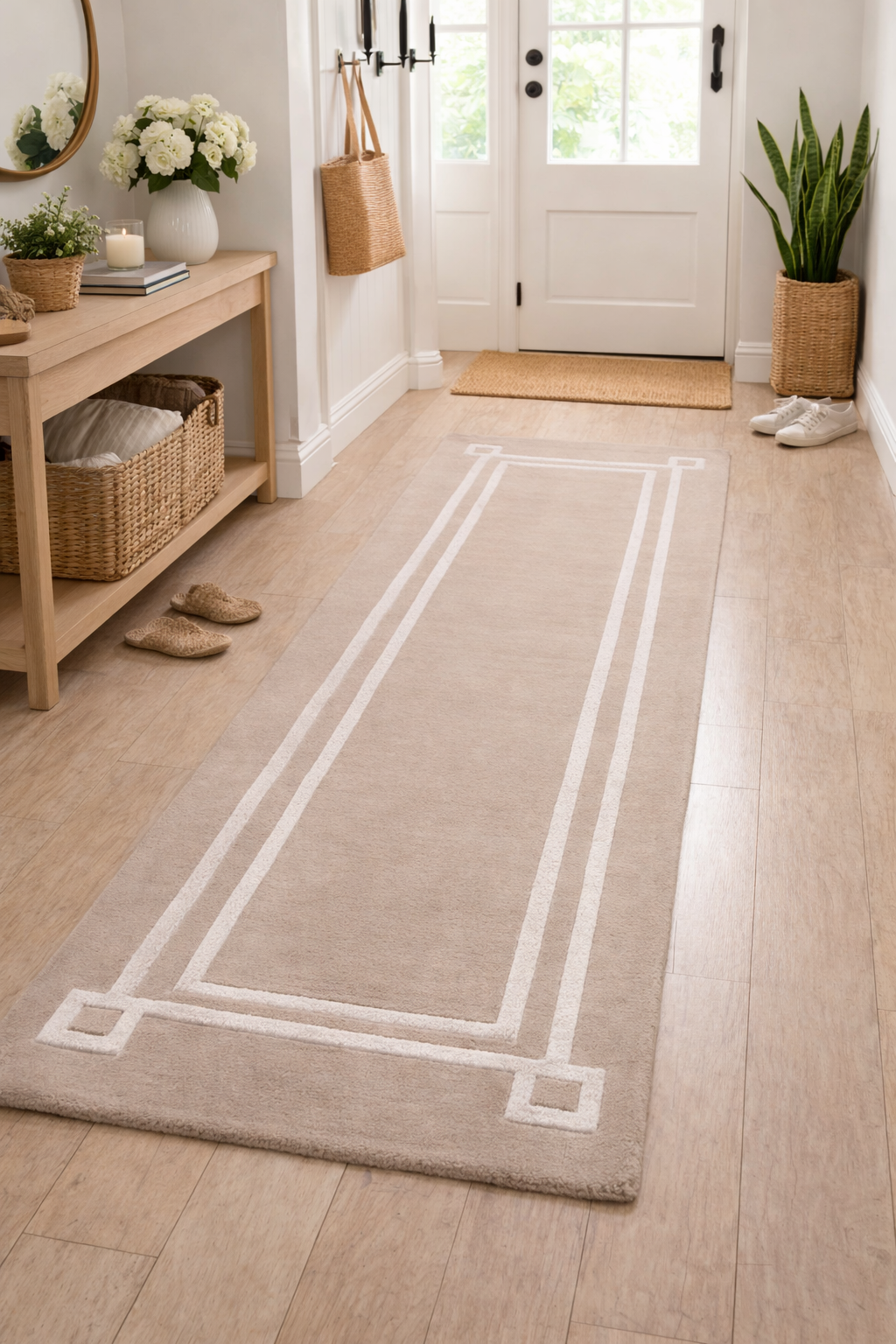 Oblong Contours Wool-Viscose Hallway Runner