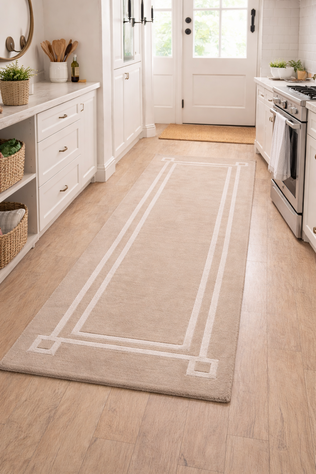Oblong Contours Wool-Viscose Hallway Runner