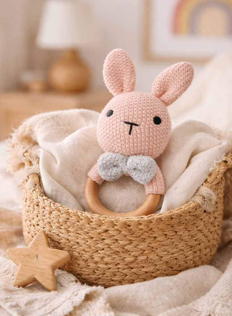 Bubu Cute Pink Cotton Knitted Bunny Toy