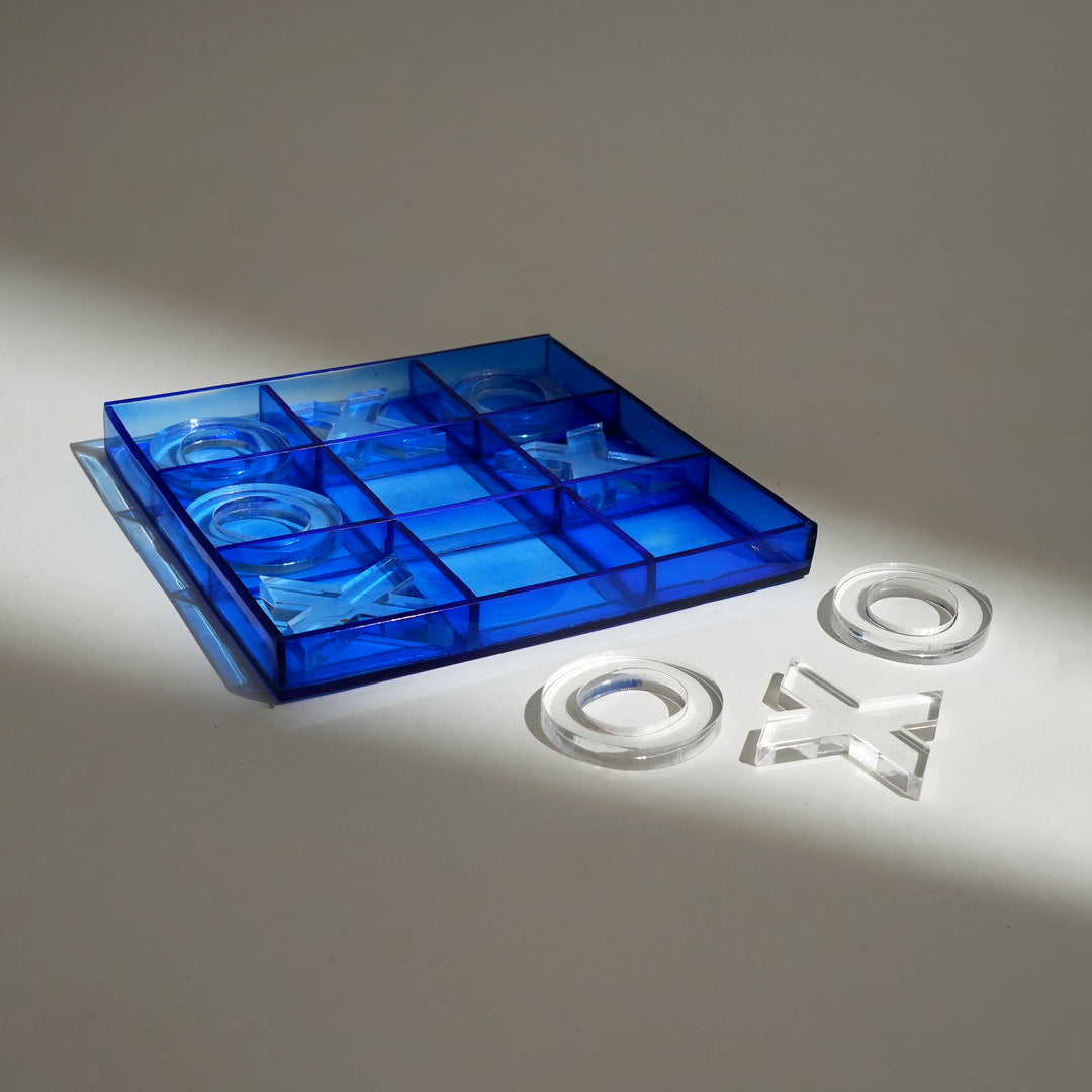Decorative Acraylic Tik Tac Toe Elegant Blue and Transparent Accent Piece